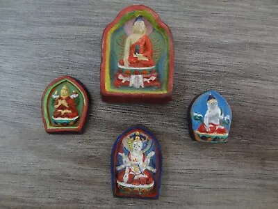 Antique Mongolian Tibetan Buddhist Miniature Clay Tsa Tsa 4pc • $49.99