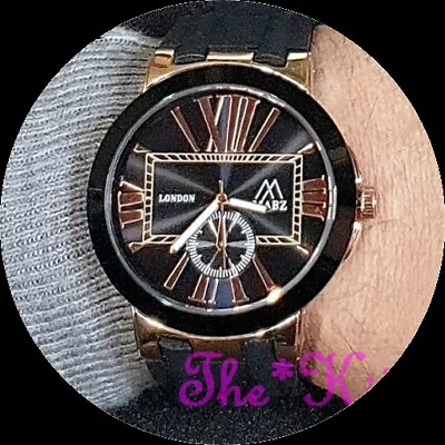 £24.99 • Buy Designer Style Chunky Unisex Rose Gold Pltd Watch With Jet Black Silicone Straps