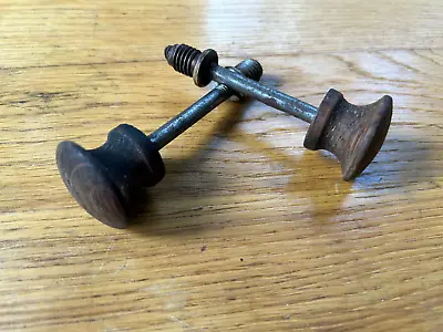 Two Salvaged  Oak Threaded Dresser Mirror Mount Bolts W/Anchors Free S/H • $26