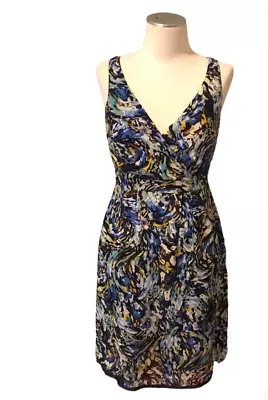 ANTHROPOLOGIE Moulinette Soeurs 4 Dress Silk Oak Apple Abstract Watercolor Sz 4 • $22.95