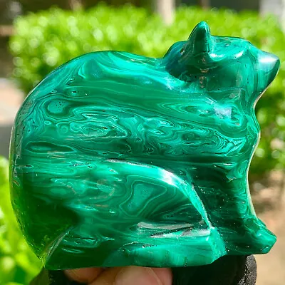 285G Rare Natural Malachite Quartz Hand Carved Cat Crystal Healing • $2.25