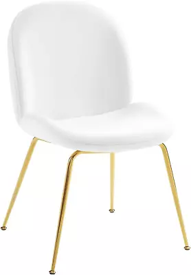 Scoop Performance Velvet Side Gold Stainless Steel Metal Base In White Dining C • $188.99