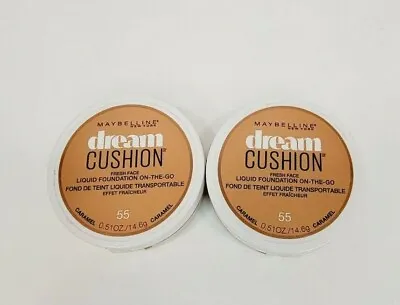 Maybelline Dream Cushion 55 Caramel Fresh Face Foundation Unsealed Lot Of 2 • $12.59