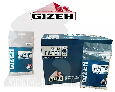 Filtri Gizeh Ai Carboni Attivi Slim 6mm Spugna Lisci In Busta 20 Bustine Da 120 • $35.50