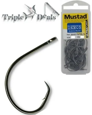 $15.95 • Buy 1 Box Of Mustad Demon 39951NPBLN Chemically Sharpened Circle Hooks