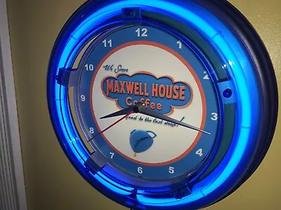 Maxwell House Coffee Shop Store Kitchen Diner Restaurant Neon Wall Clock Sign • $99.99