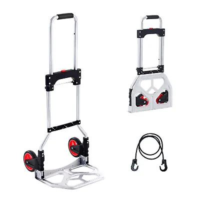 VEVOR Folding Hand Truck Aluminum Luggage Trolley Cart Dolly 176 Lbs Bungee Cord • £29.99