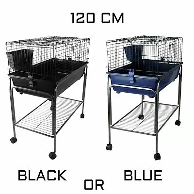 Indoor Rabbit Bunny Guinea Pig Cage With Stand 120cm Blue Or Black Single Tier • £72.24