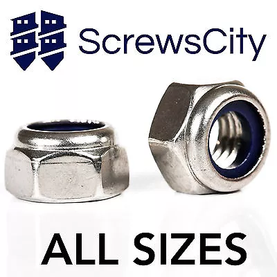 £1.92 • Buy Nylon Insert Locking Nuts For Screws And Bolts M3 M4 M5 M6 M8 M10 M12 Nyloc A2