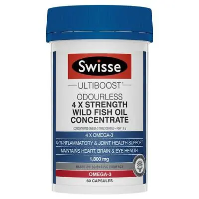 Swisse Ultiboost 4 X Strength Wild Fish Oil Concentrate 60 Capsules • $33.32