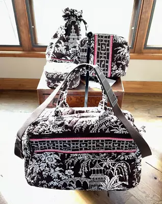 EXCELLENT Vera Bradley Duffle Bag Imperial Toile Weekender SET 4 Pieces • $95