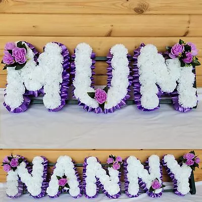 MUM NANNY Funeral Flowers Artificial Tribute Package Wreath Silk Grave Letters  • £119.75