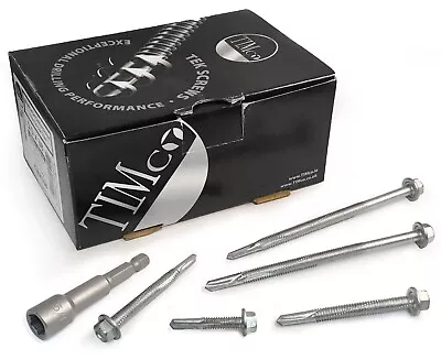 TIMco Heavy Section Steel Exterior Roofing Self Drilling Tek Screws Hex Head • £3.38