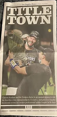 Mlb Champions Dodgers L A Los Angeles Times Section November 1 2020 Title Town  • $14.99