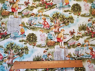 Michael Miller Playtime 2 Cotton Fabric Remnant 23  X 43  Juvenile Novelty • $19.99