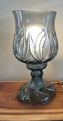 Yugoslavia Kristal Vintage Hobstar Boudoir Table LAMP 24% LEAD CRYSTAL Grey 11” • $17.99