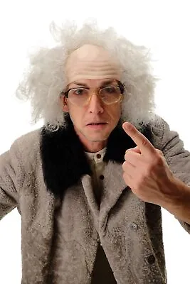 Wig Half Bald Men's Carnival Alter Grandpa Crazy Professor Einstein Grey • $10.64
