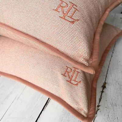 2 Ralph Lauren 20  LOGO Square Throw PILLOW Covers RLL NWT NEW  Dusty Rose Flesh • $75