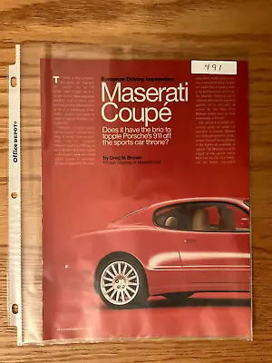 MISC491 Article Driving Impression 2002 Maserati Coupe 4 Page Aug 2002 • $14.99