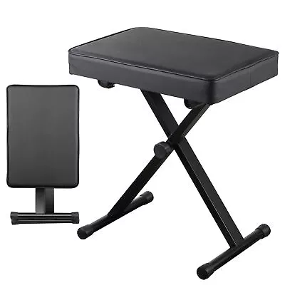 Keyboard Bench X-Style Piano Bench Adjustable Height Thickness Padded Chair Seat • $36.58