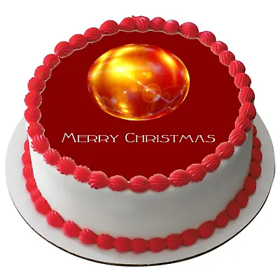 MERRY CHRISTMAS 7.5  Round PREMIUM Edible RICE Cake Topper XMAS DECORATION D38 • £8.17