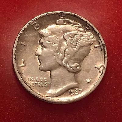1937-D   Silver Mercury Dime    About Uncirculated Condition 10C • $16.50