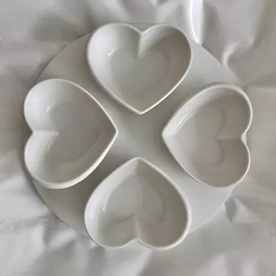 Pretty Little Home 4 Pc Lazy Susan Heart Snacking Station – White • £14