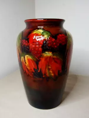 William Moorcroft High Fired Flambe Leaves And Berry Vase • $433.49