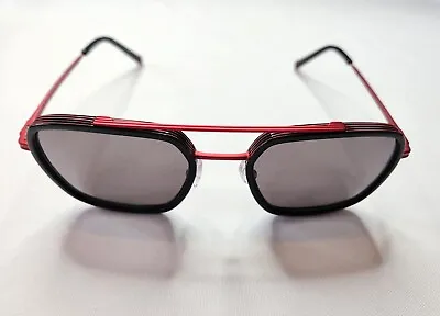 MOREL FRANCE HUGH NR16 METAL BLACK/RED SUNGLASSES W POLARIZED LENS • $105