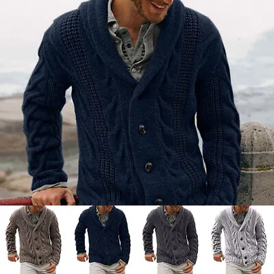 Men Warm Knitted Cardigan Jumper Sweater Shawl Casual Button Down Pullover Coat • $23.91