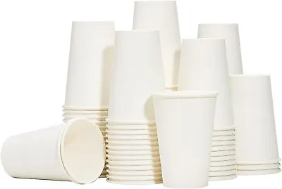 100 X 7oz Single Wall White Paper Cups For Hot & Cold Drinks Premium...  • £11.27