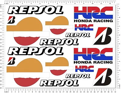 HRC Honda Racing Repsol Motorcycle Laminated Stickers Set Cbr600 Cbr1000rr Decal • £12.08