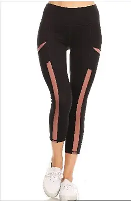 V Active Premium Athletic Legging With Side Color Mesh Panel And Cellphone Pocke • £5.78