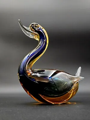 Murano Art Glass Sommerso Duck 7  Tall 4  Wide • $40