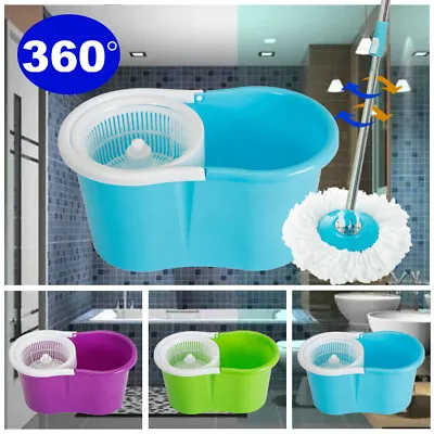 Easy Wring Spin Mop&Bucket System 2 Microfiber Mop Head Blue Green Purple • $28.98