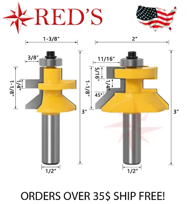 $19.99 • Buy REDS Y76340-8 - V Groove & Matched Tongue V Notch Router Bit Set 1/2  Shank