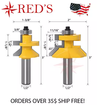 $19.99 • Buy REDS Y76340-8 - V Groove & Matched Tongue V Notch Router Bit Set 1/2  Shank