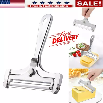 Stainless Steel Wire Cutter Kitchen Cooking Tool Hard Cheese Slicer Adjustable • $8.88