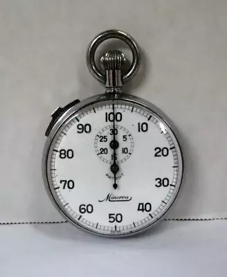 Minerva Mechanical Wind Up Stopwatch Swiss Made Vintage Working Condition • $69.99