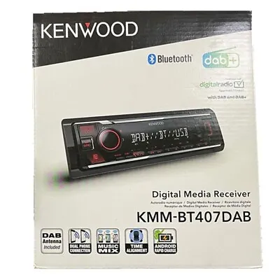 Kenwood KMM-BT407DAB Car DAB Stereo Bluetooth Inc DAB Aerial (02) • £140