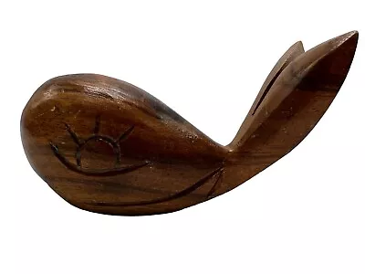 VTG Wood Carved Whale Folk Art Made In Phillipines Signed 5 In Long X 3 In High • $14.50