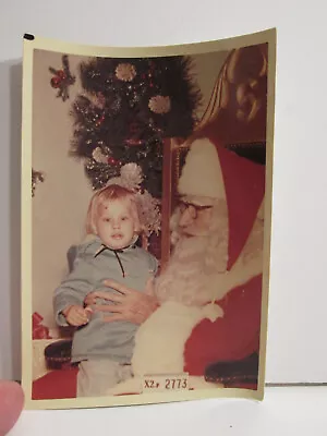 1960 Vintage Found Photograph Color Art Old Photo Blonde Boy Santa Christmas • $11.12