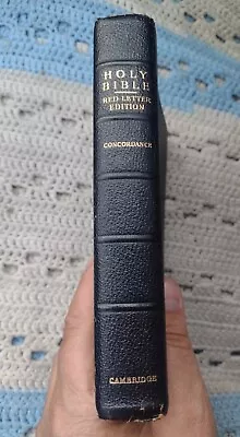 Vintage CAMBRIDGE Holy Bible Concordance Morocco Leather Black Red Letter  • $54.99