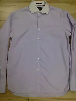Men's M&S Sartorial Lilac Shirt 16  White Contrast Collar With Double Cuffs • £12