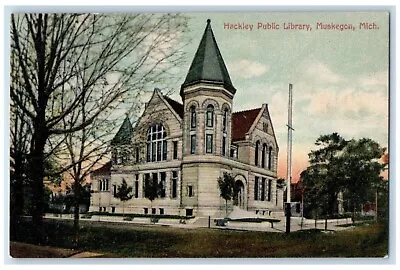 C1910's Hackley Public Library Building Muskegon Michigan MI Antique Postcard • $14.98