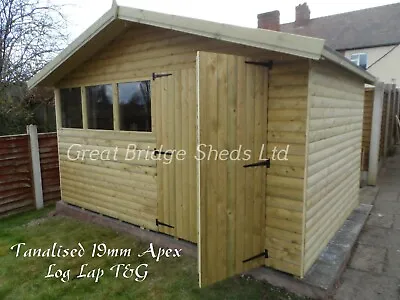 12x10 Reverse Apex Shed   (LogLap T&G) • £1650