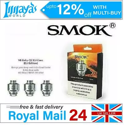 SMOK V8 Baby Q2 EU Core | 0.4Ω 40-80W 3x Coils For T Priv H Priv Big Baby Tank • £7.95