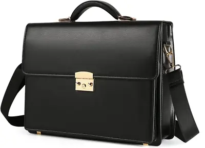Mens Briefcase Leather Locking Briefcases For Men Business Laptop Messenger Bag • $86.61