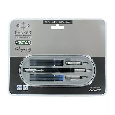 £17.60 • Buy Parker Vector Calligraphy Standard CT Fountain Pen Black Body Free Ink Cartridge