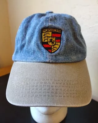 Vintage PORSCHE Denim Cap.  Sportsman Tag.  Adjustable. • $99